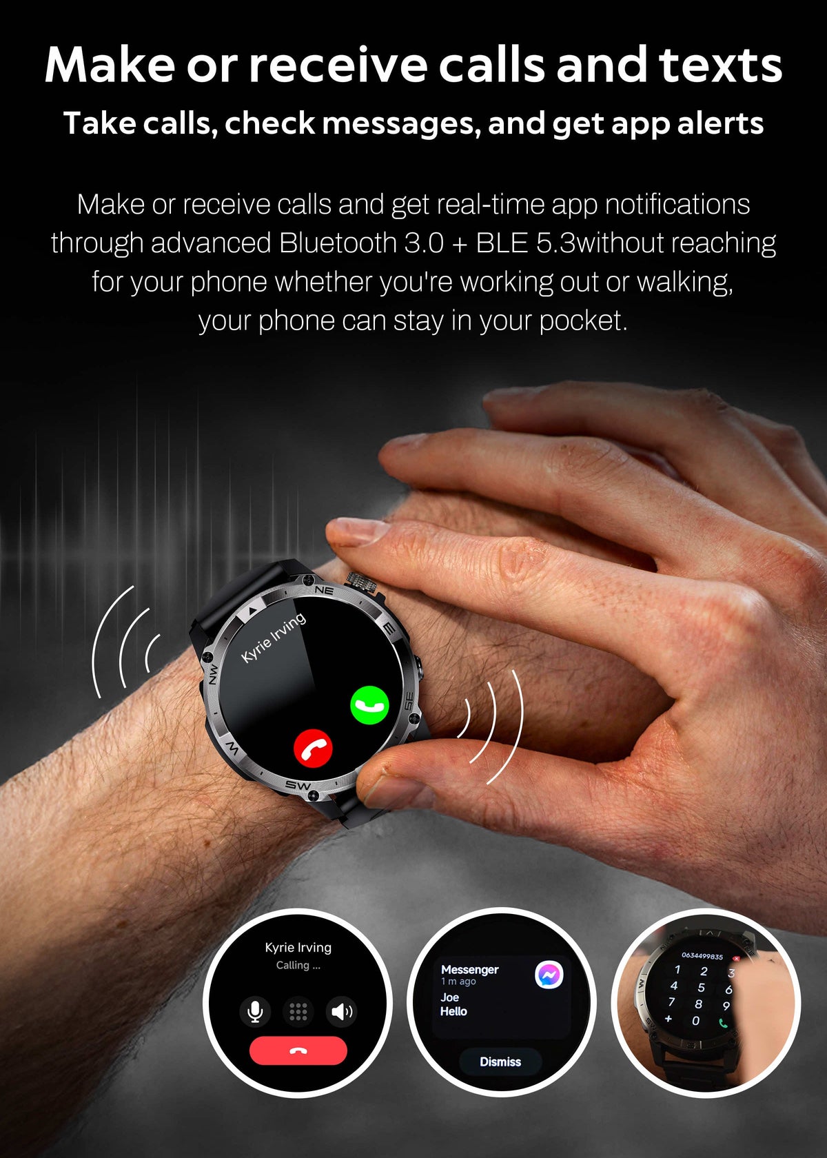ZE™ Force Smartwatch | AMOLED Always On Display, Satellite GPS, Monitor Stress