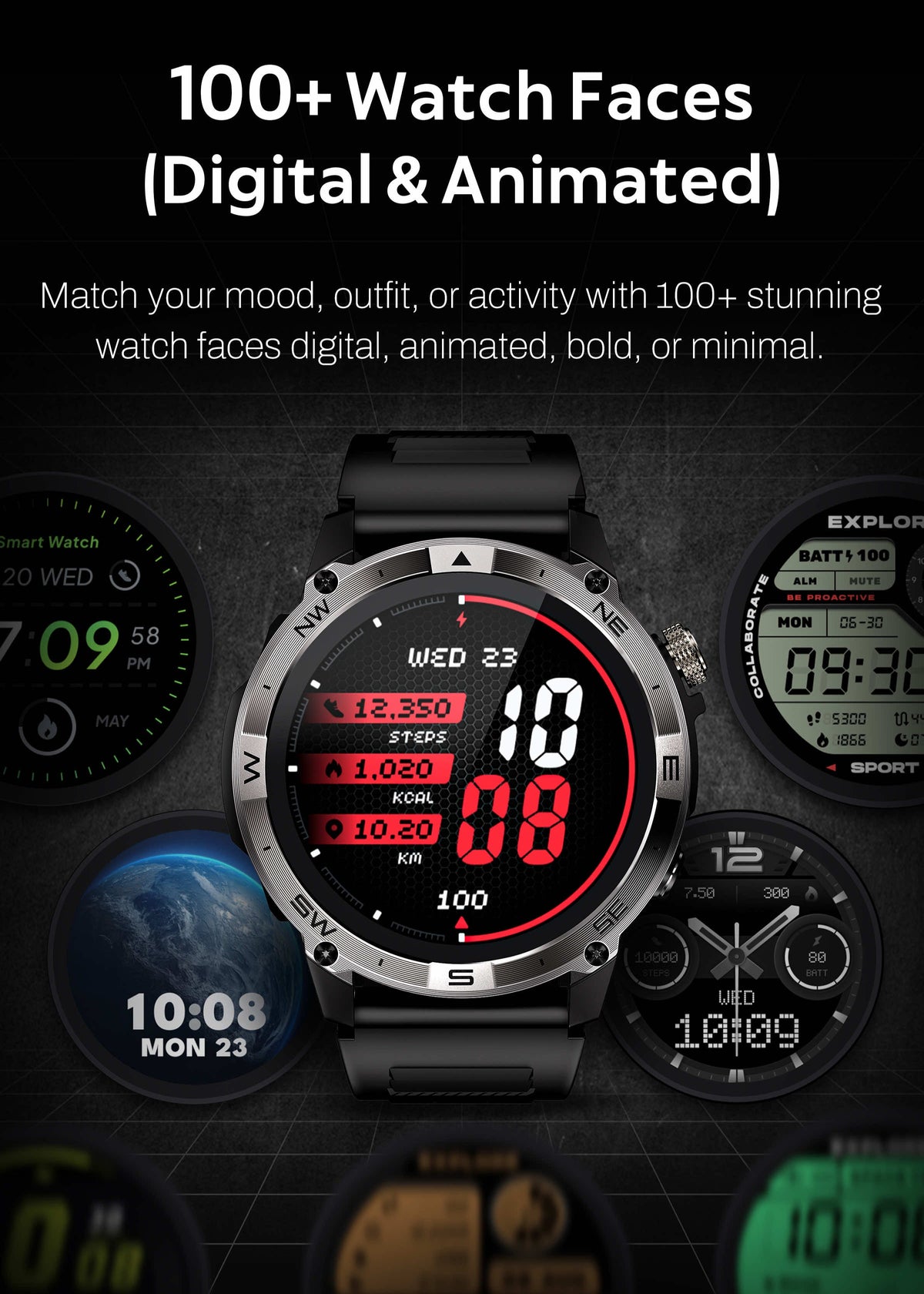 ZE™ Force Smartwatch | AMOLED Always On Display, Satellite GPS, Monitor Stress