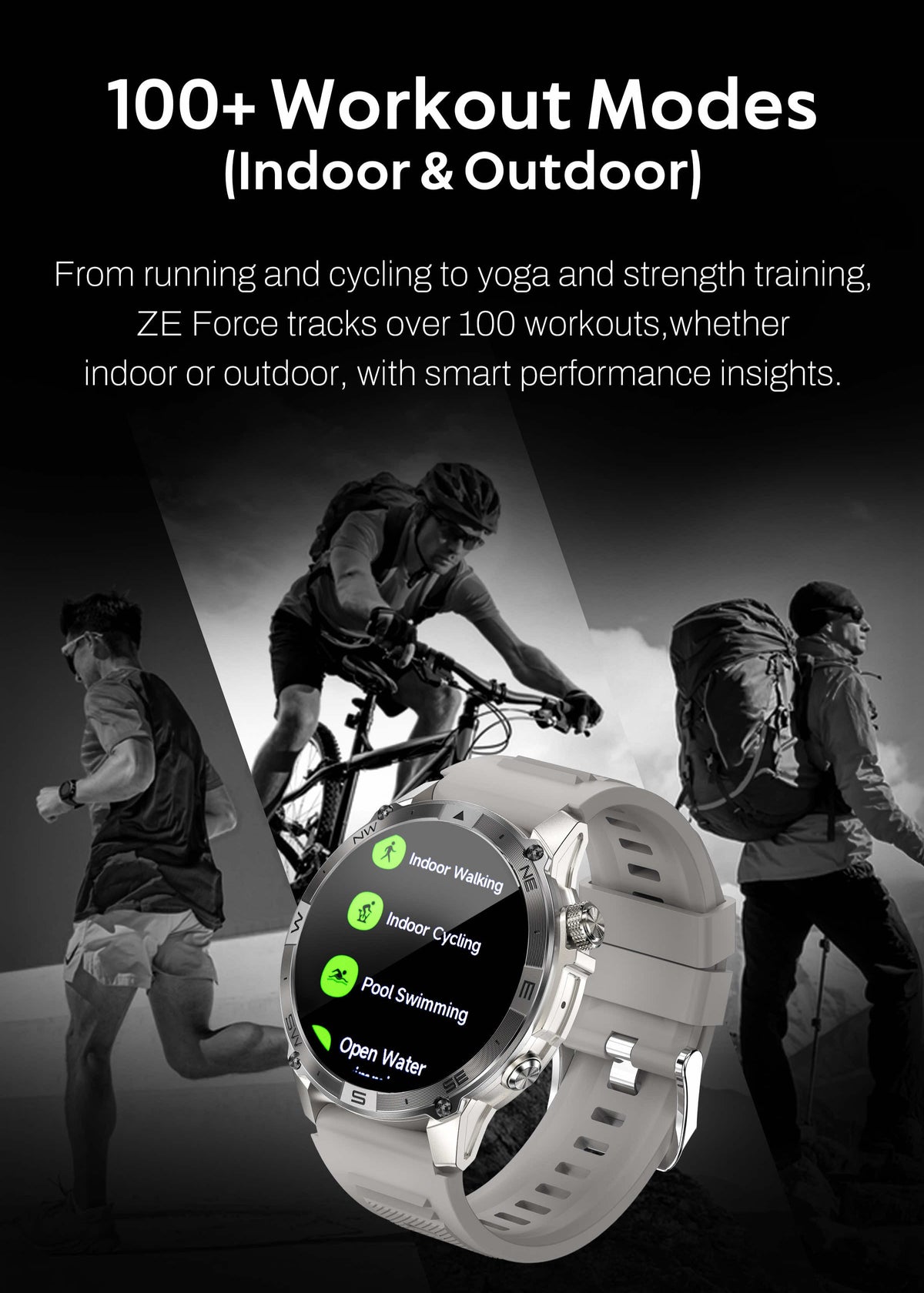 ZE™ Force Smartwatch | AMOLED Always On Display, Satellite GPS, Monitor Stress