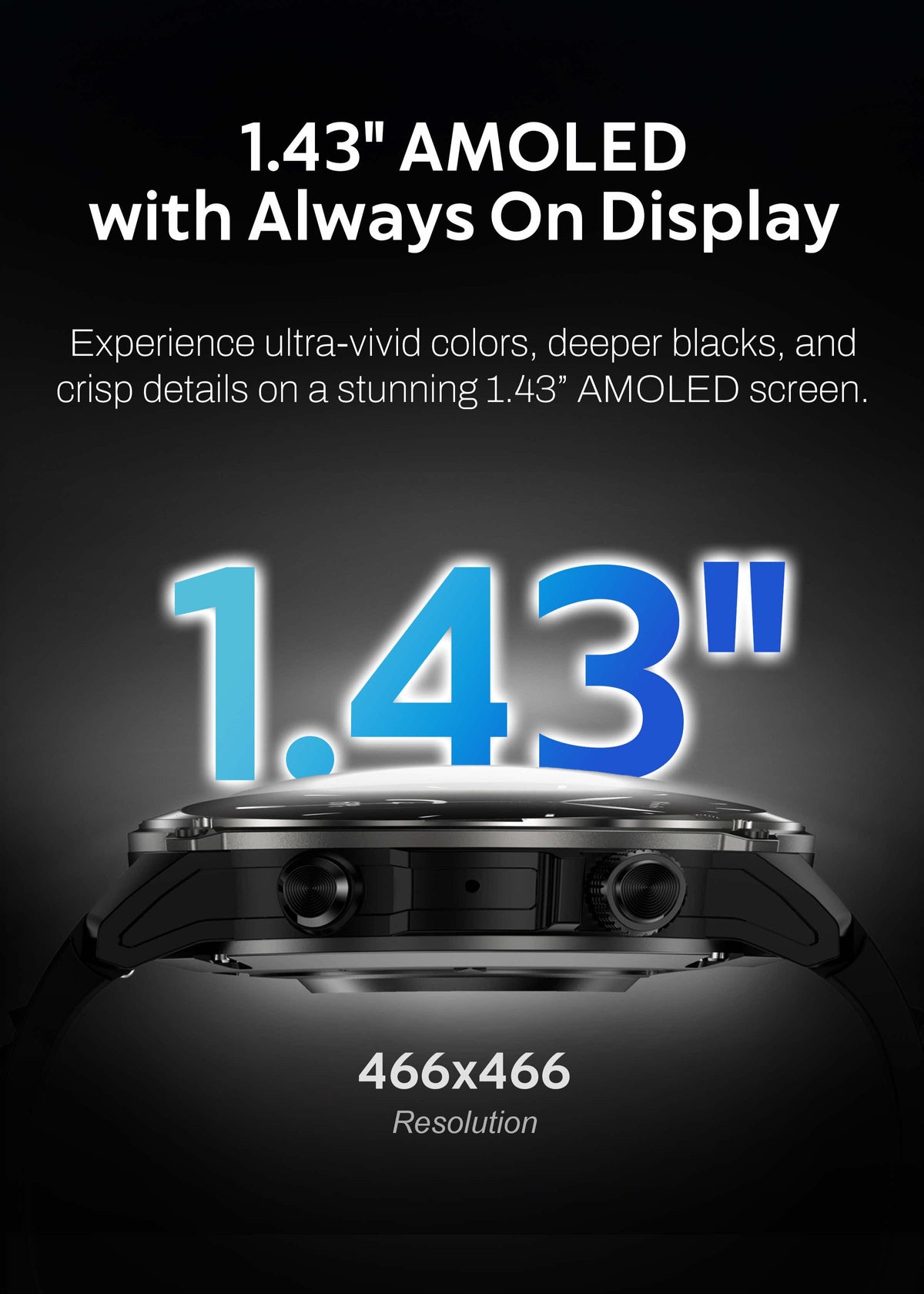 ZE™ Force Smartwatch | AMOLED Always On Display, Satellite GPS, Monitor Stress