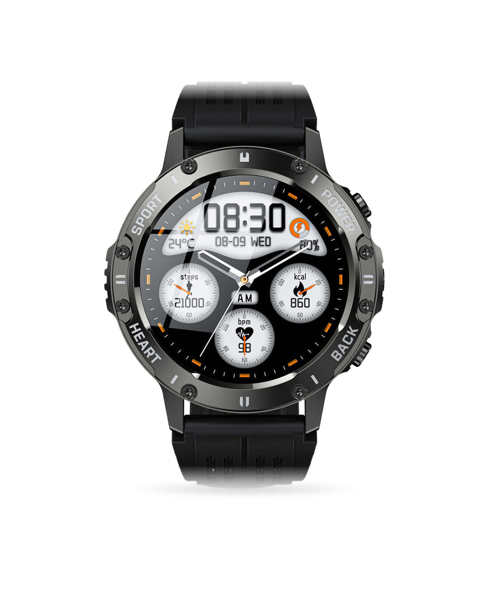 ZE Fit 2 smartwatch with a black strap